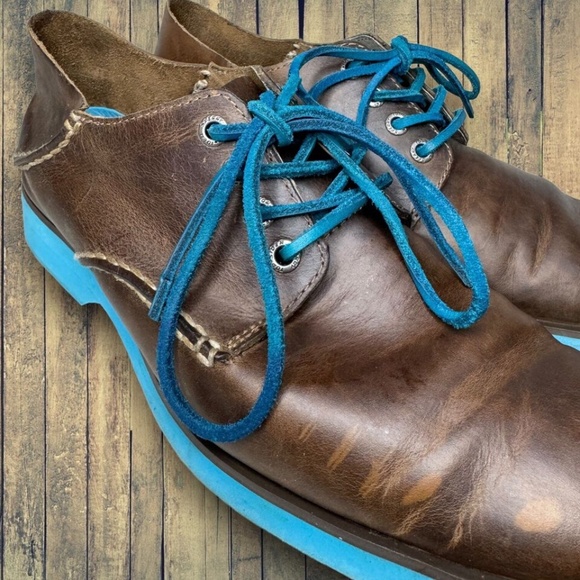 Sperry Top Sider Mens 8 M Dark Brown Leather Oxfords Blue Laces, Soles - Picture 8 of 9